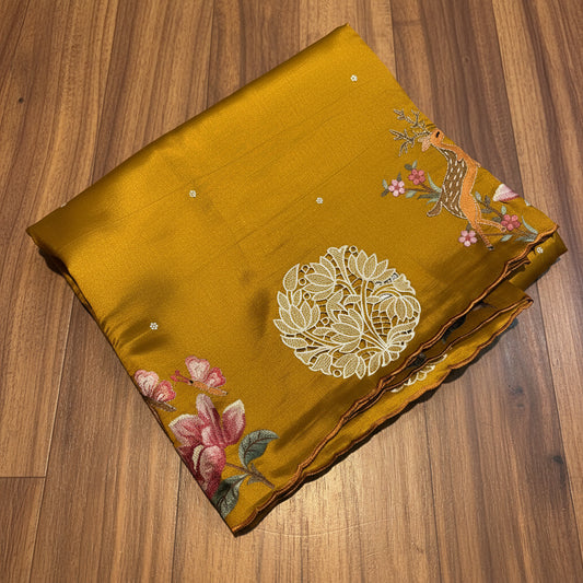 PREMIUM SOFT TUSSUR SILK WITH EMBROIDERY & CUTWORK