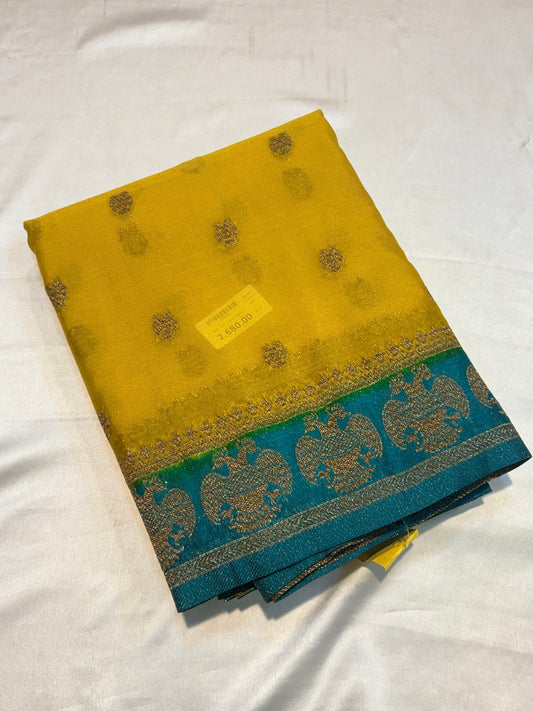 PREMIUM SEMI KHADDI GEORGETTE SAREE WITH ANTIQUE ZARI