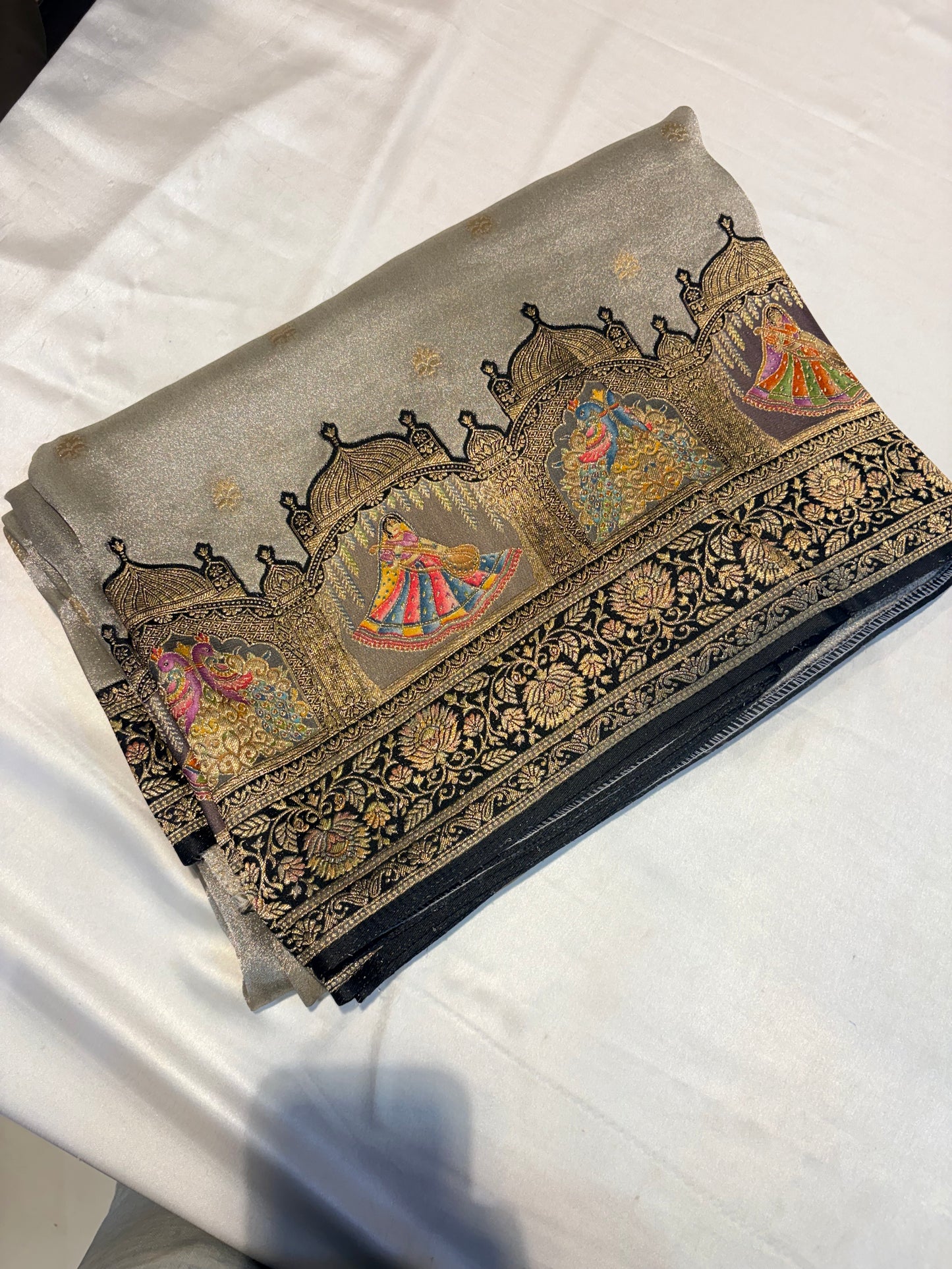 PURE BANARASI GEORGETTE SAREE WITH PASHMINA BORDER