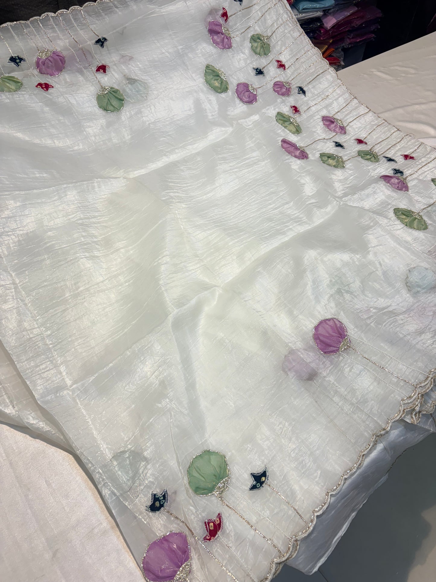 PARTYWEAR SAREE WITH APPLIQUE WORK