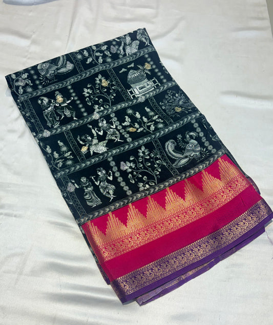 PREMIUM KALAMKARI MOUNGA CREAPE SAREE