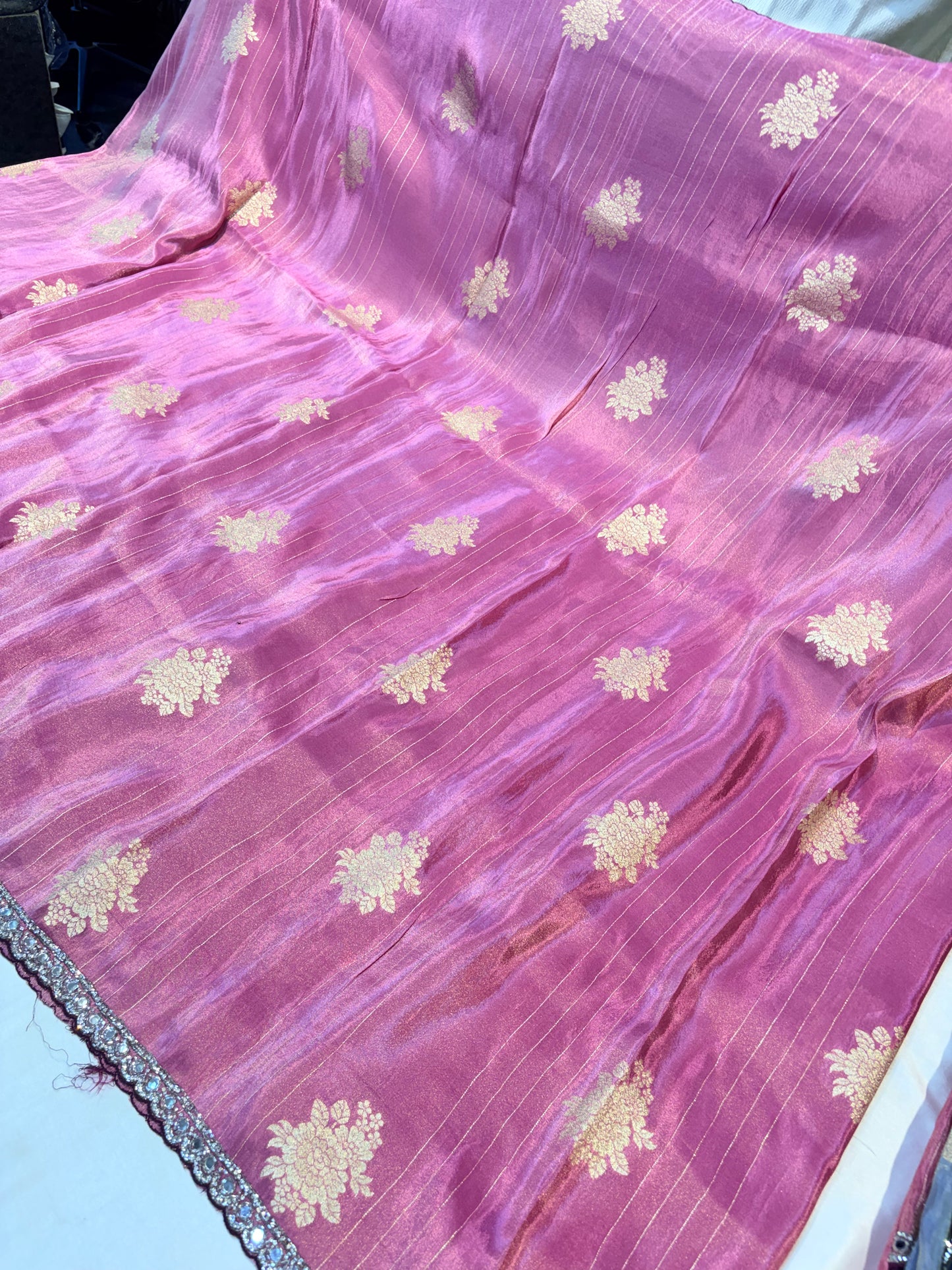 Pure Mounga Silk Saree with Mirror Work Border