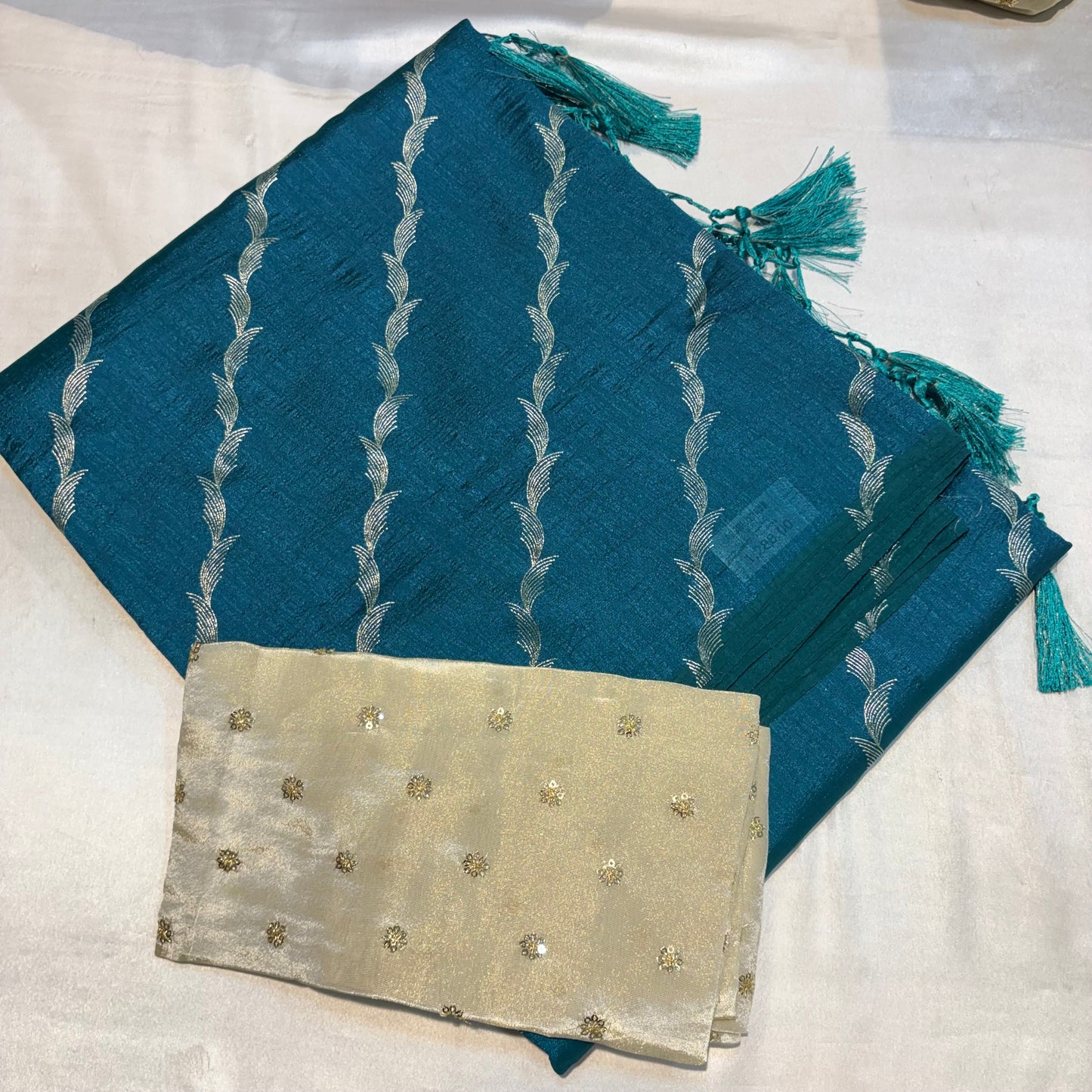 SOFT FANCY SAREE WITH WORK BLOUSE