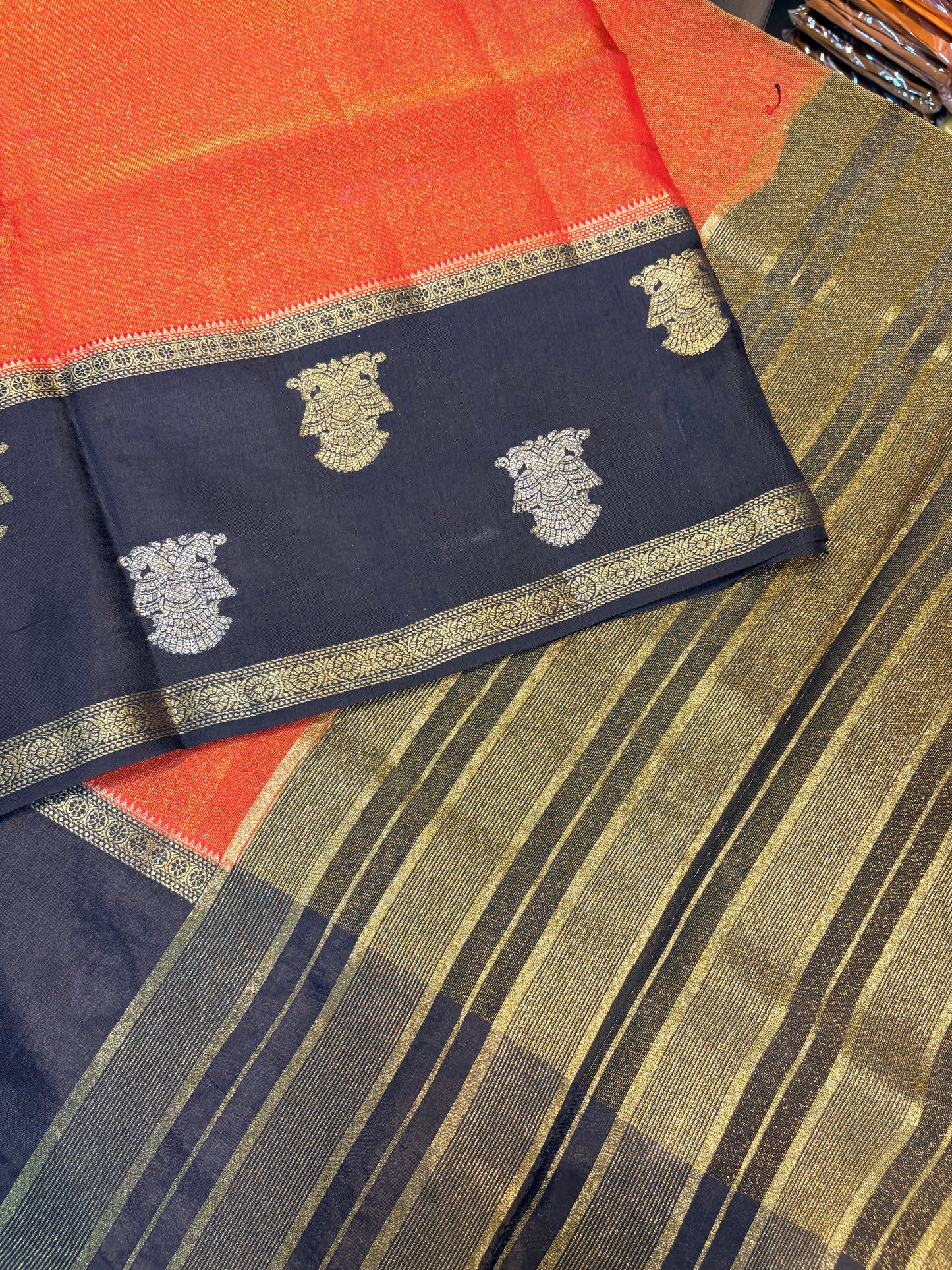 Premium Soft Tissue Georgette Saree with Gandaberunda Border