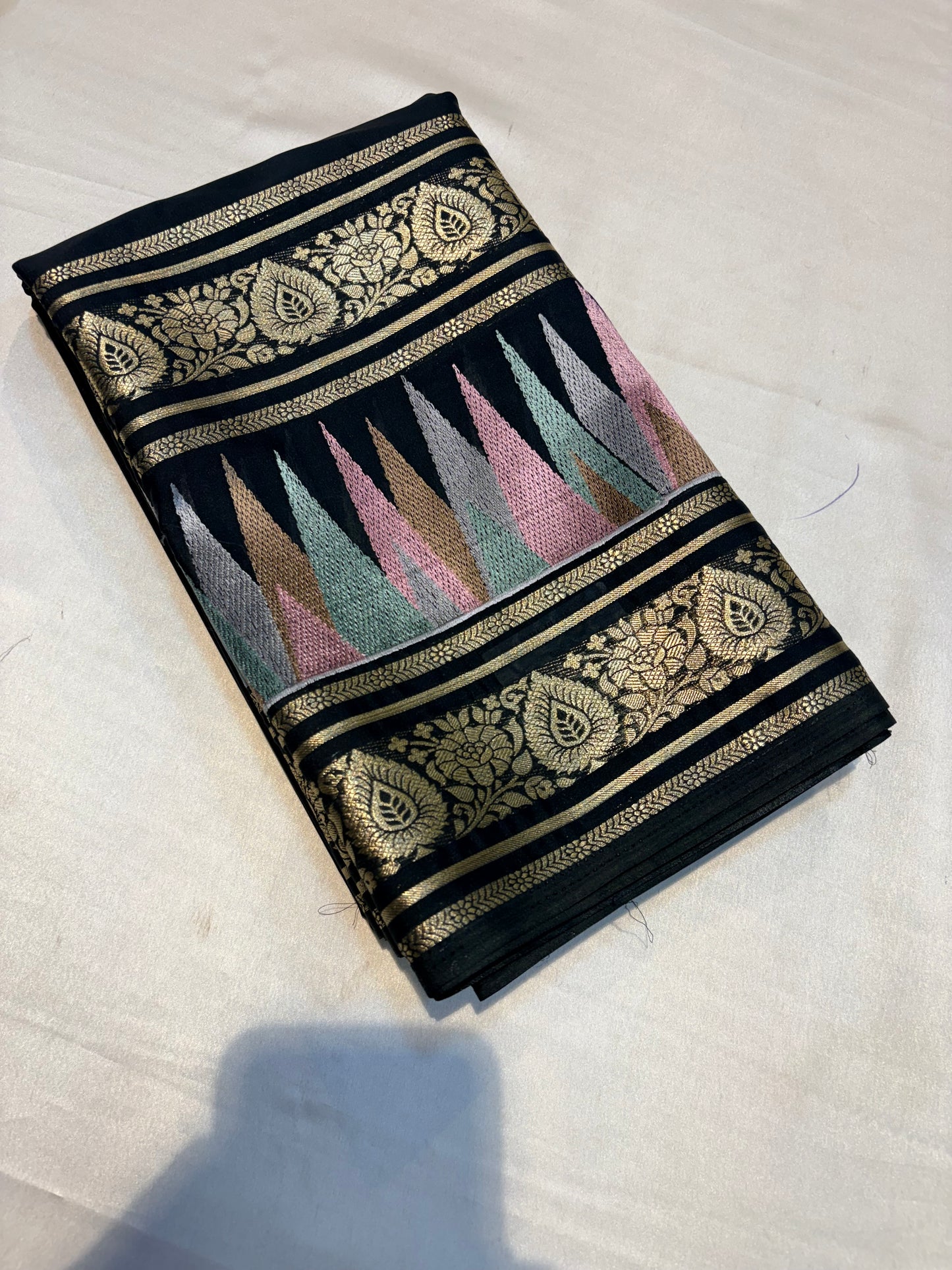 SEMI MYSORE SILK SAREE WITH EMBROIDERY WORK