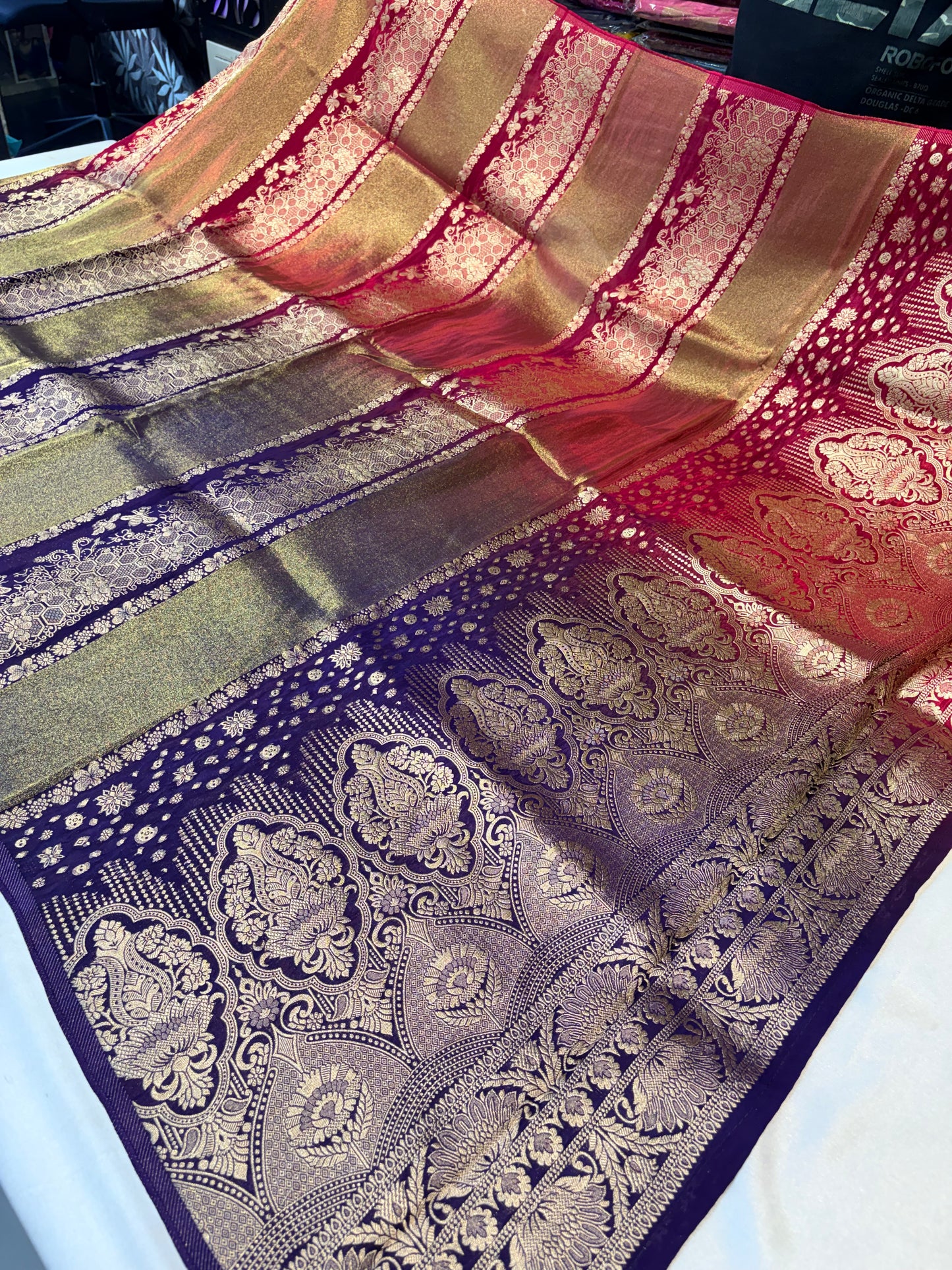 PREMIUM RAW CHINON CREAPE SAREE