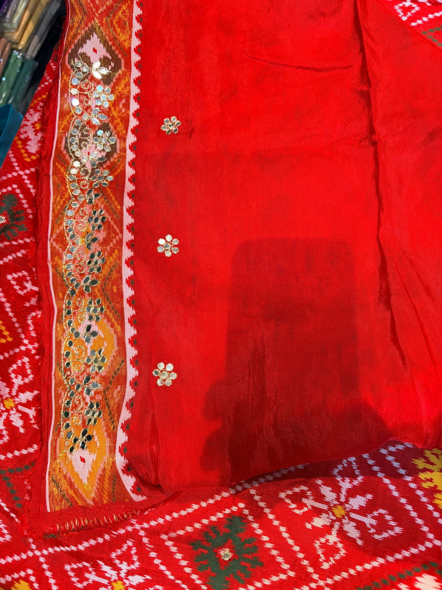 PREMIUM IKKAT SILK SAREE WITH MIRROR WORK