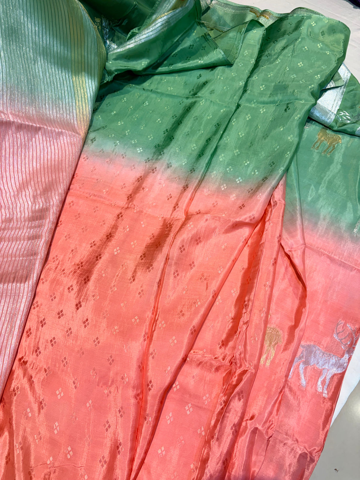 PREMIUM H O CREAPE SILK SAREE IN DUAL SHADE
