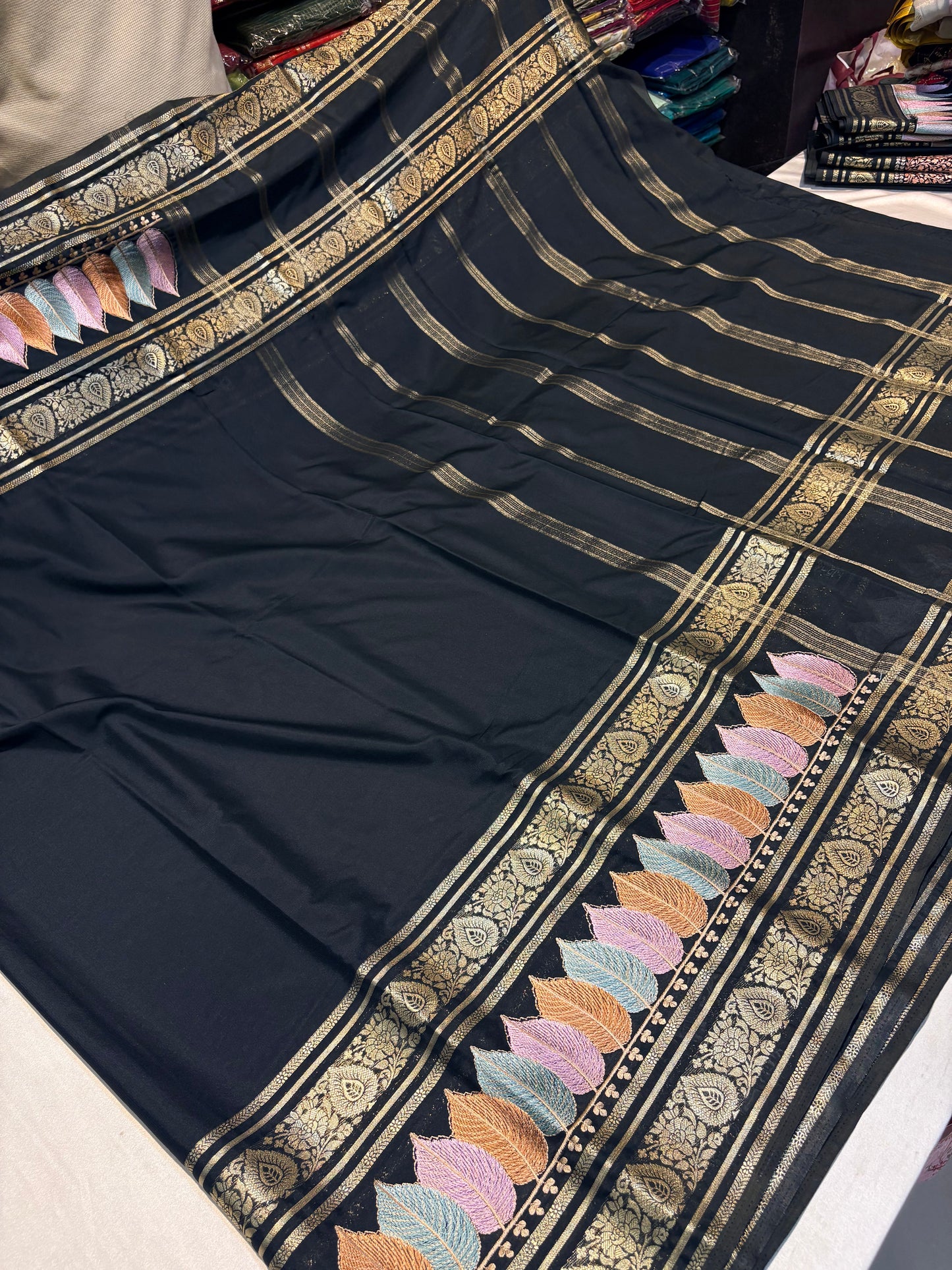 SEMI MYSORE SILK SAREE WITH EMBROIDERY WORK
