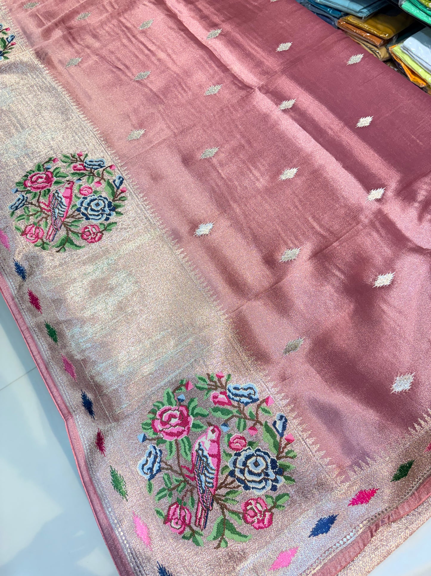 PURE SOFT TISSUE SAREE WITH EMBROIDERRY WORK