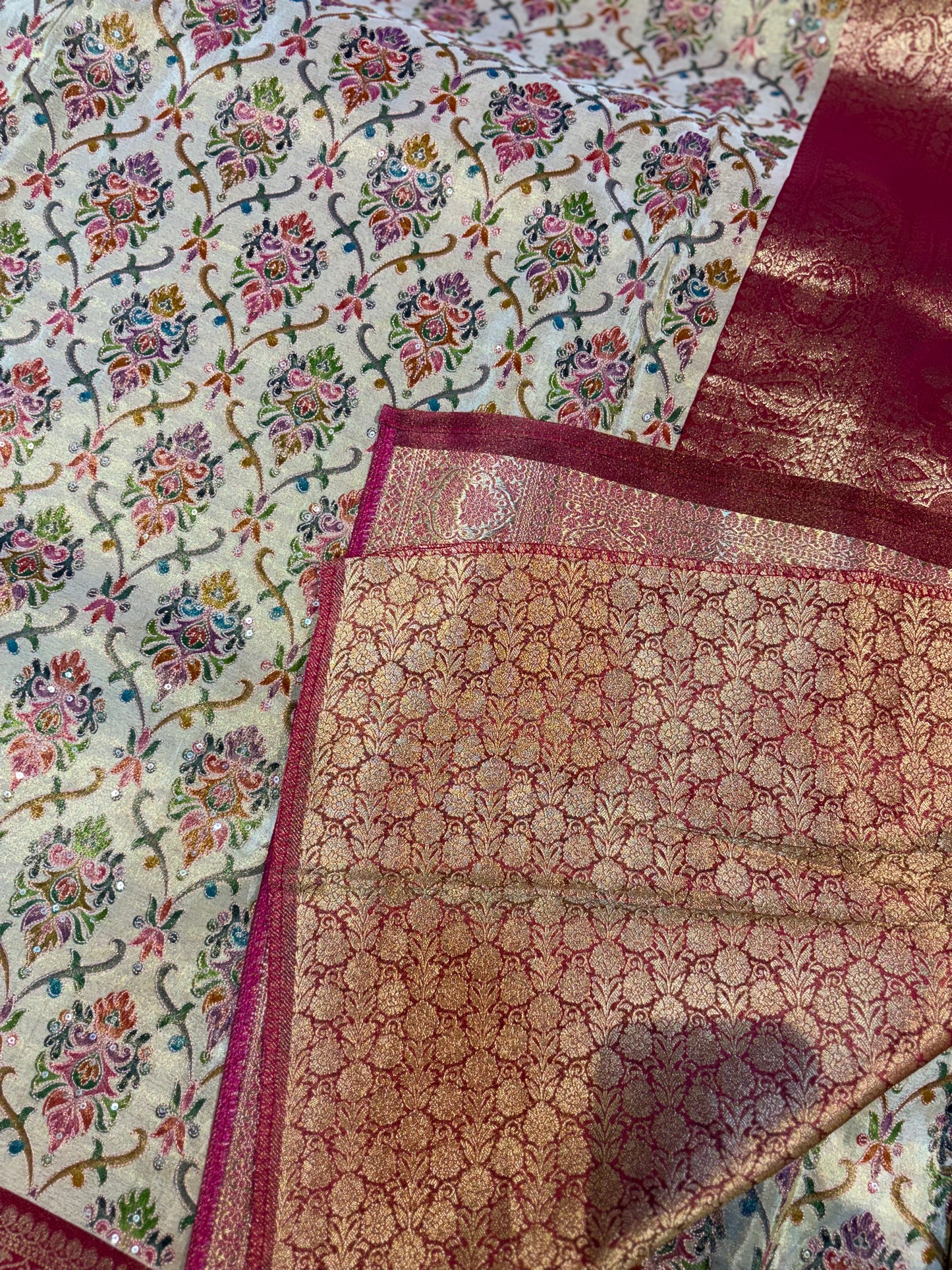 PURE PASHMEENA SILK SAREE WITH SEQUENCE WORK