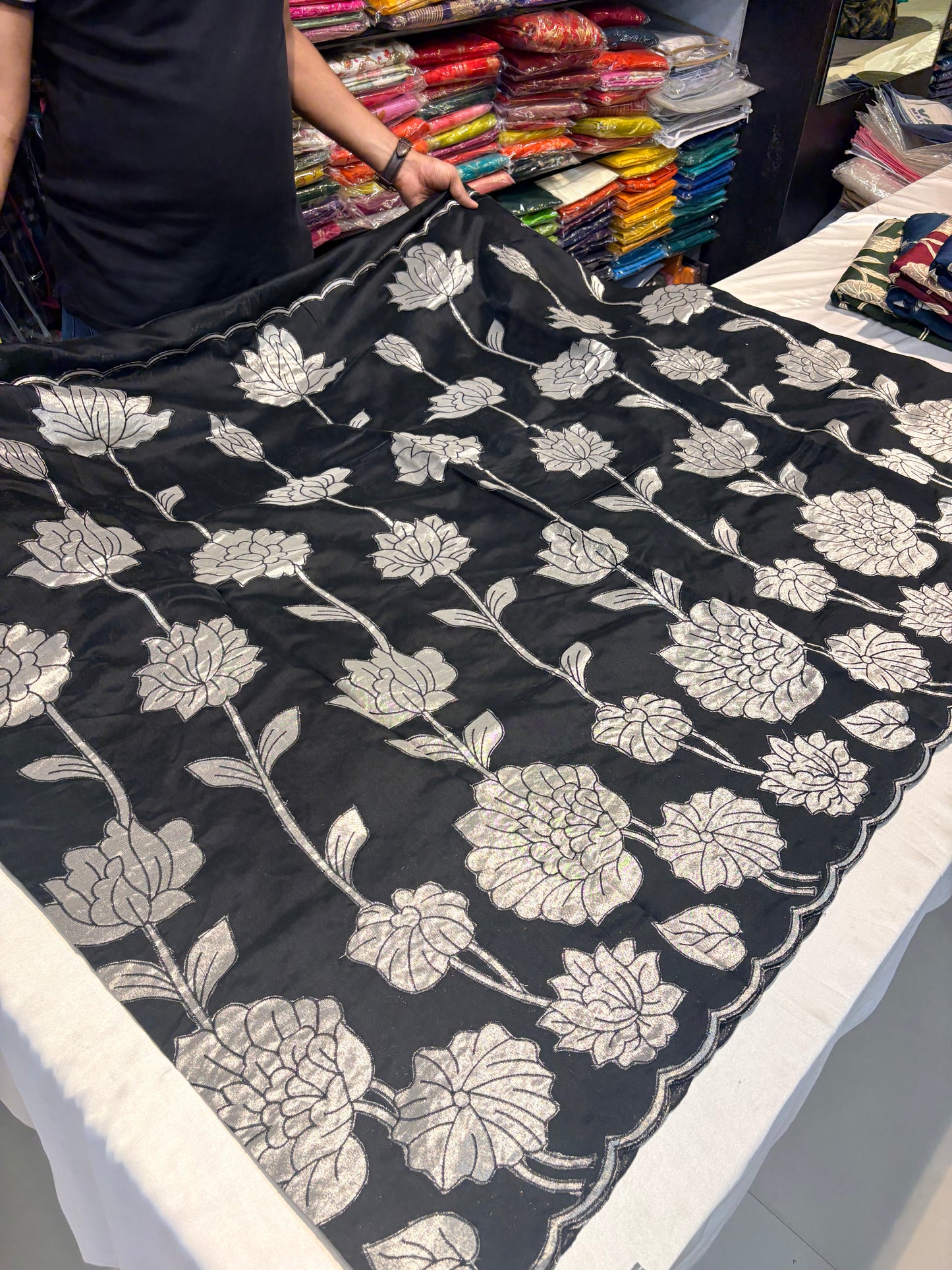 PREMIUM TUSSUR SILK SAREE WITH APPLIQUE WORK