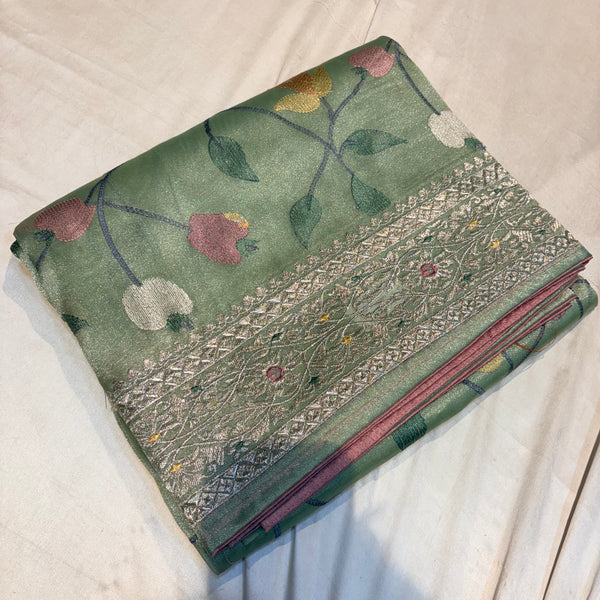 PREMIUM SOFT TISSUE SAREE WITH EMBROIDERY WORK