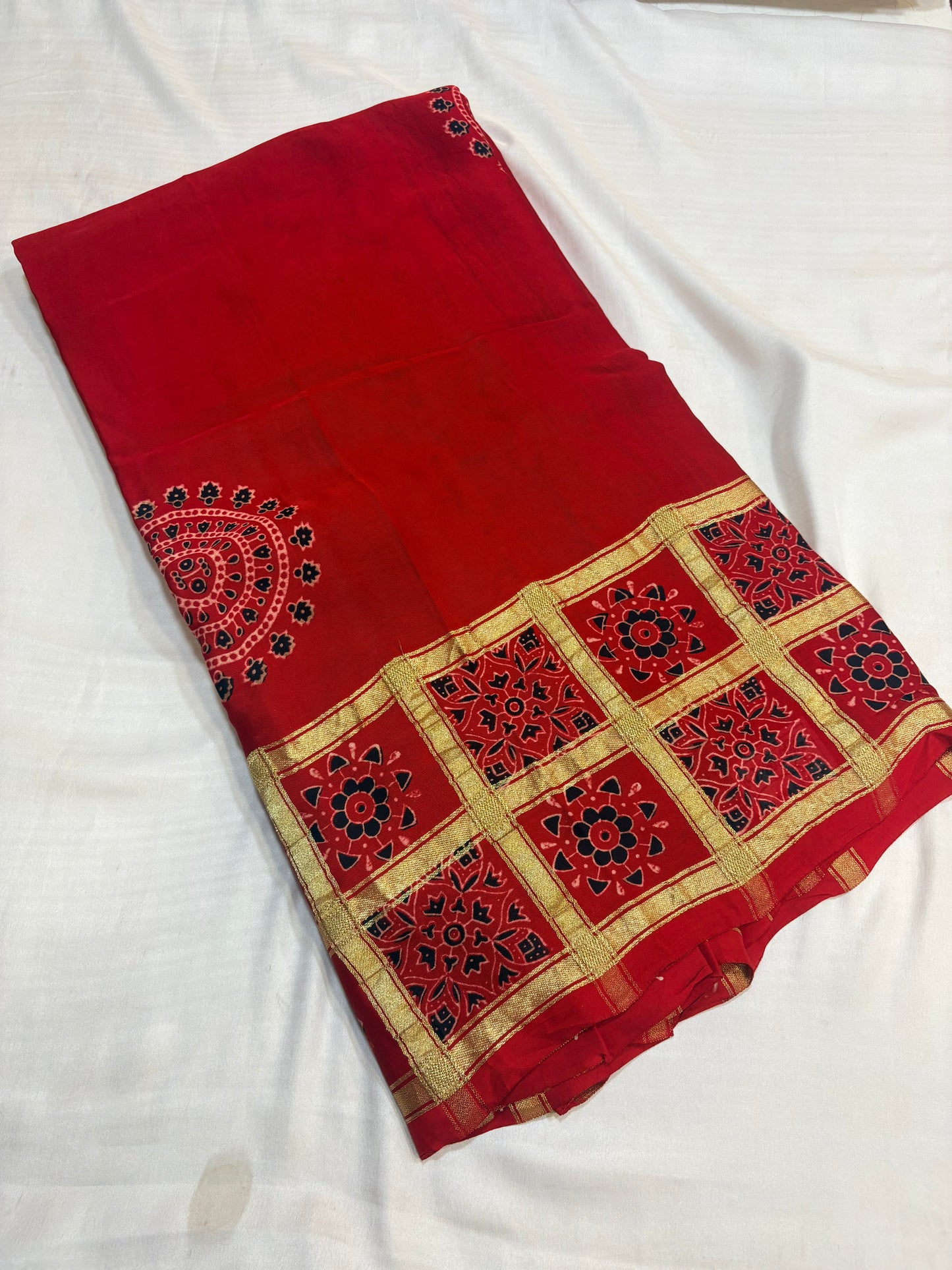 PREMIUM AJRAKH GHARCHOLA SAREE