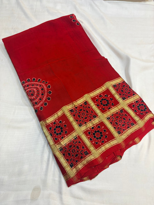 PREMIUM AJRAKH GHARCHOLA SAREE