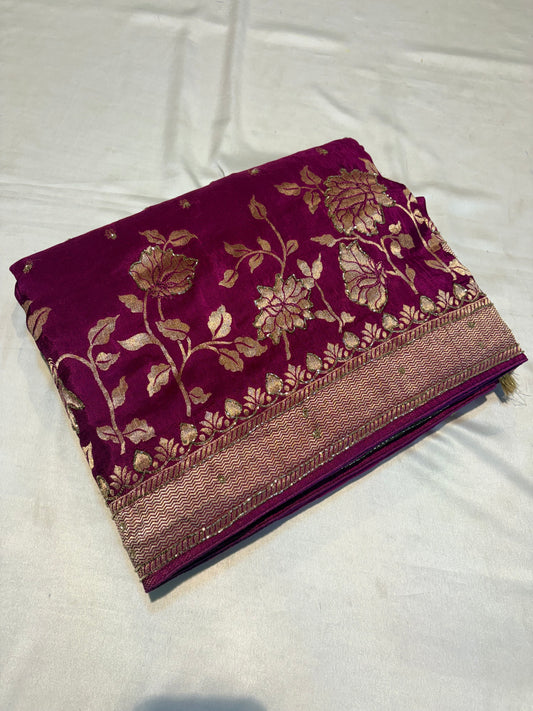 PURE MOUNGA SILK SAREE WITH HANDWORK