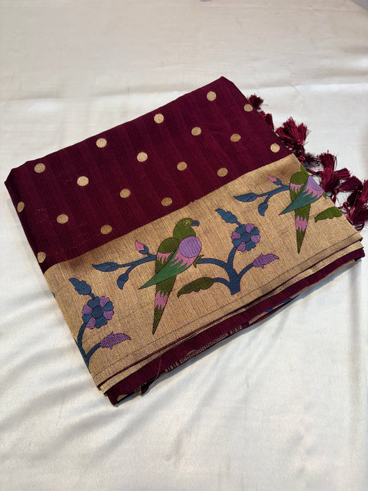 SOFT DUPION SILK SAREE WITH MEENA BORDER