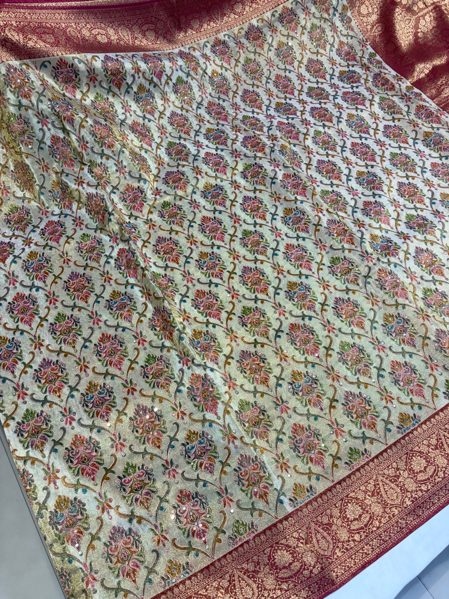 PURE PASHMEENA SILK SAREE WITH SEQUENCE WORK