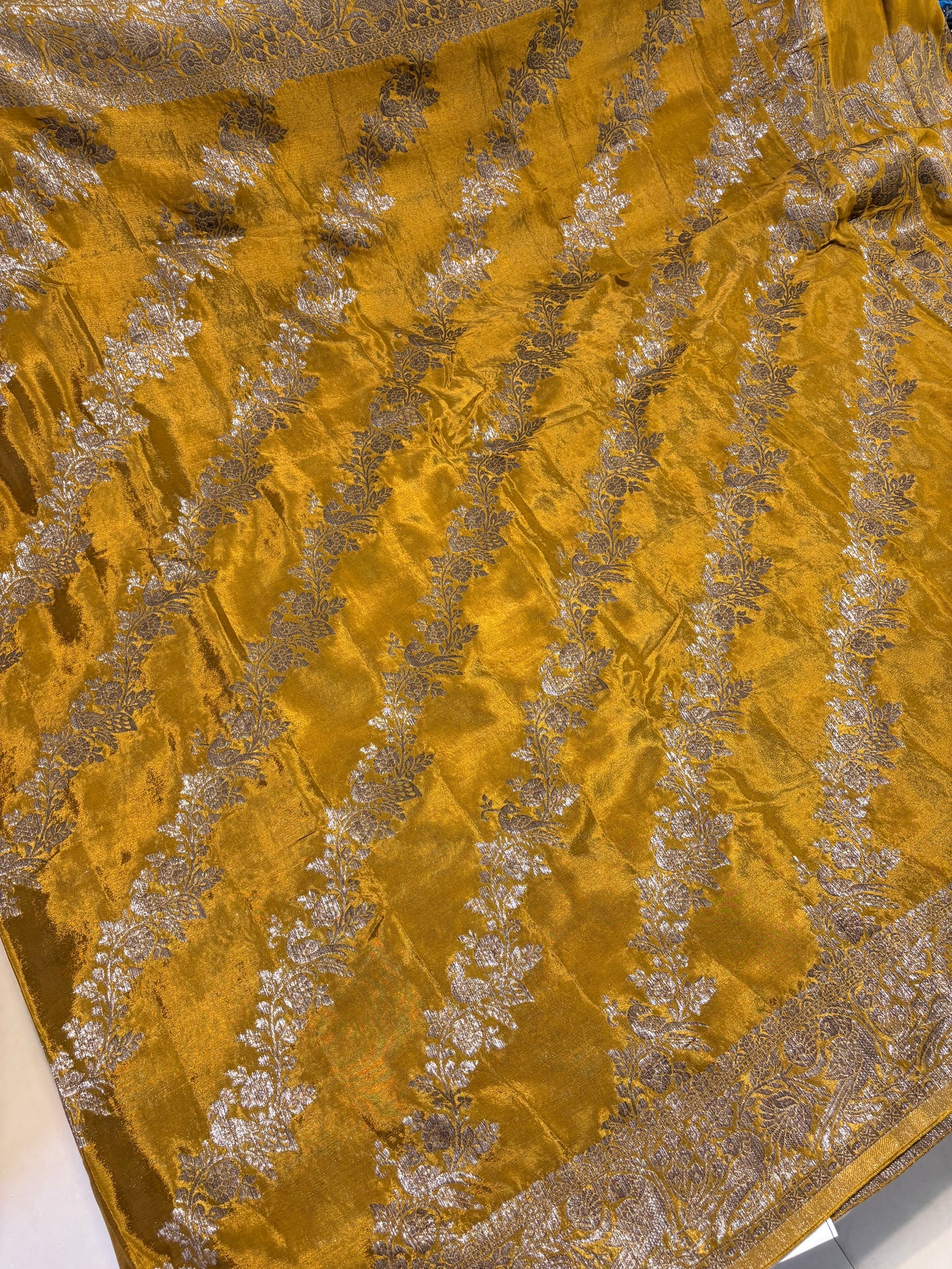 PREMIUM BANARAS KADDHI GEORGETTE SAREES WITH ANTIQUE ZARI