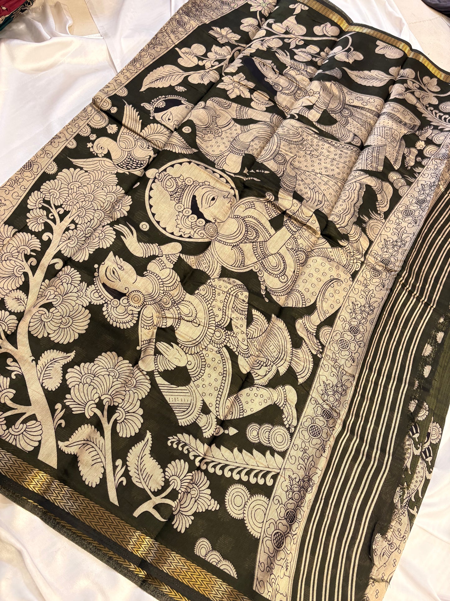SOFT COTTON SAREE WITH KALAMKARI PRINT