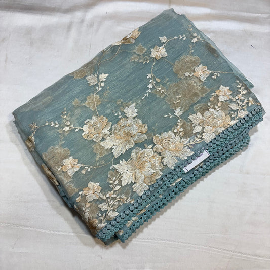 SOFT FANCY SAREE WITH APPLIQUE WORK