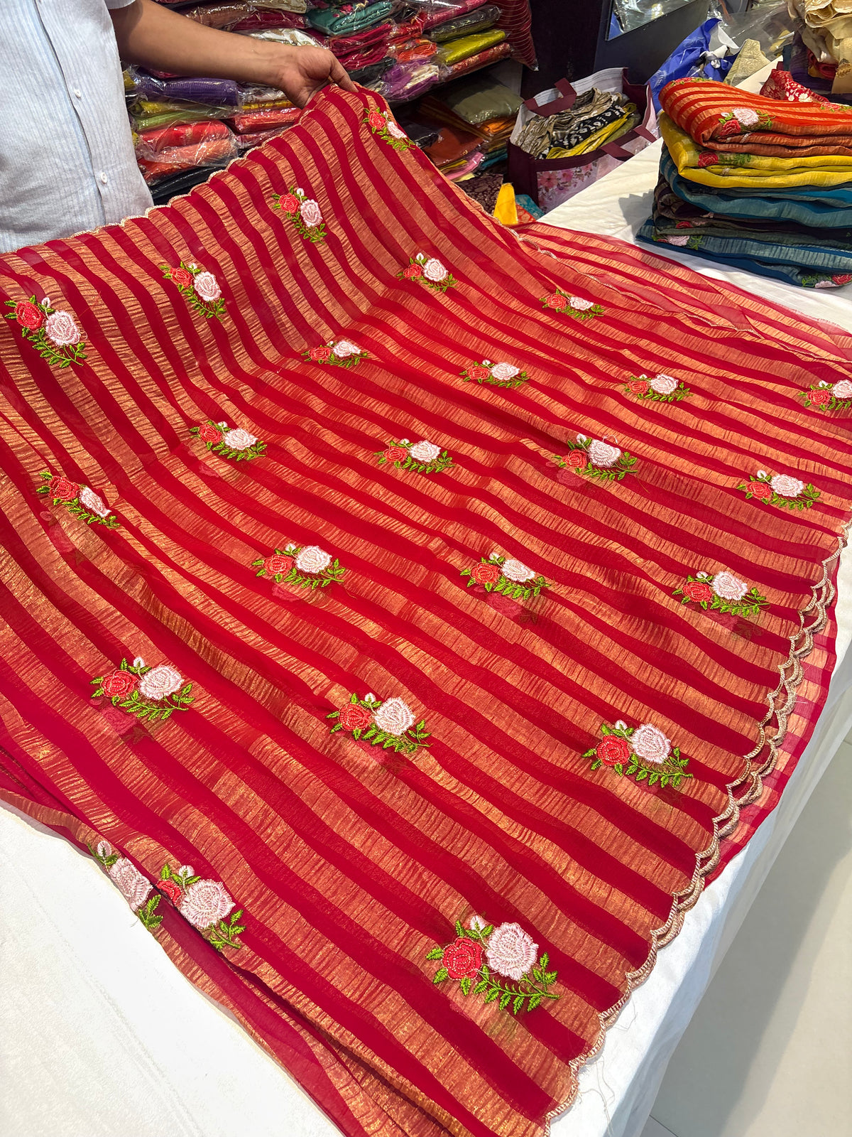 FANCY THREAD WORK SAREE (PRE ORDERS)