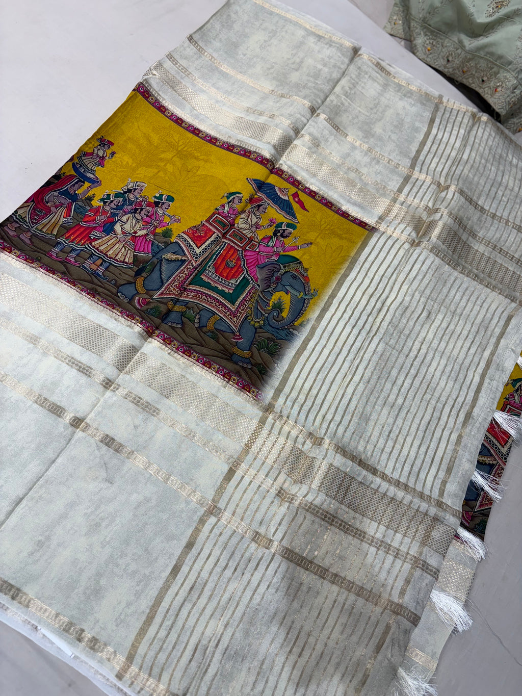 PREMIUM MOUNGA CREAPE WITH KALAMKARI PRINT