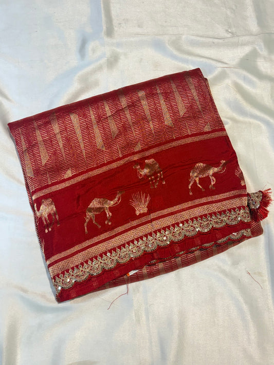 PREMIUM DESIGNER HO CREAPE SILK SAREE WITH LACE BORDER