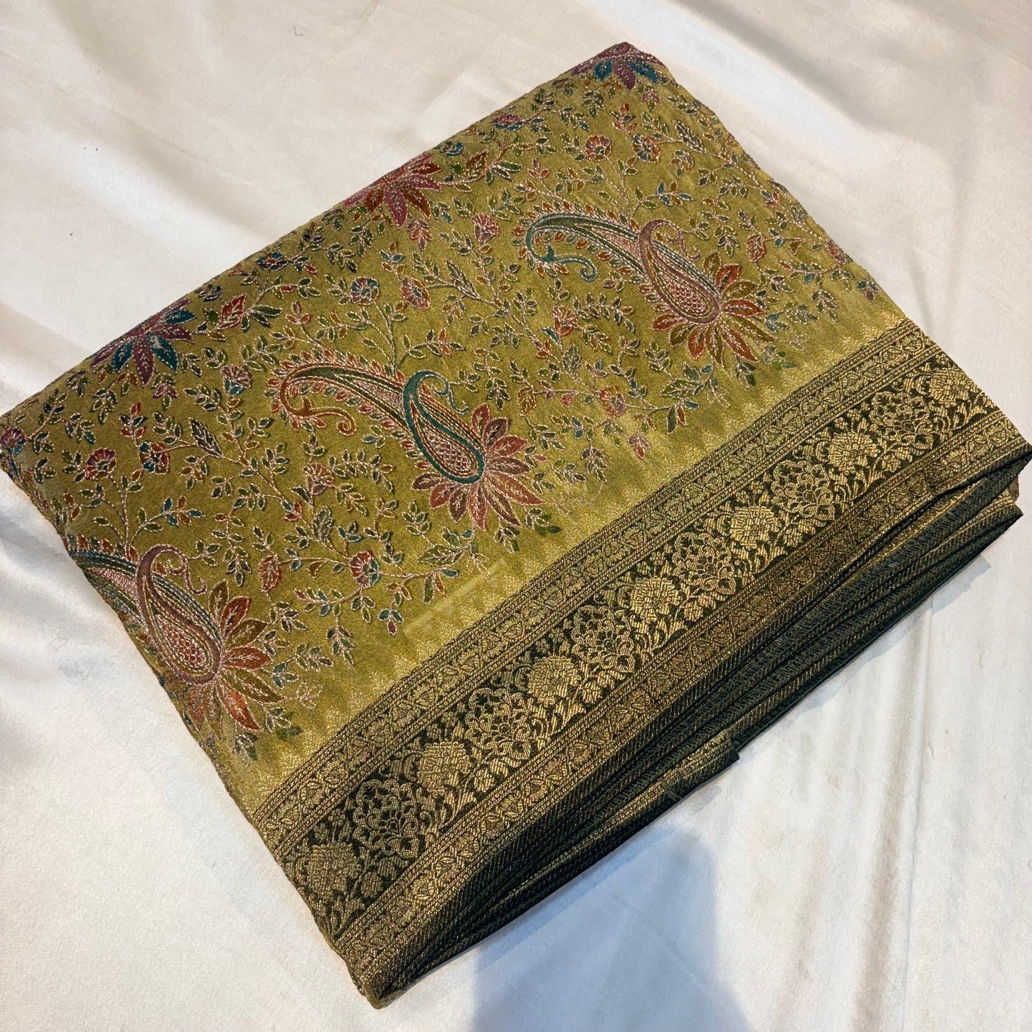 PASHMEENA GERORGETTE SAREES WITH KAATA WORK