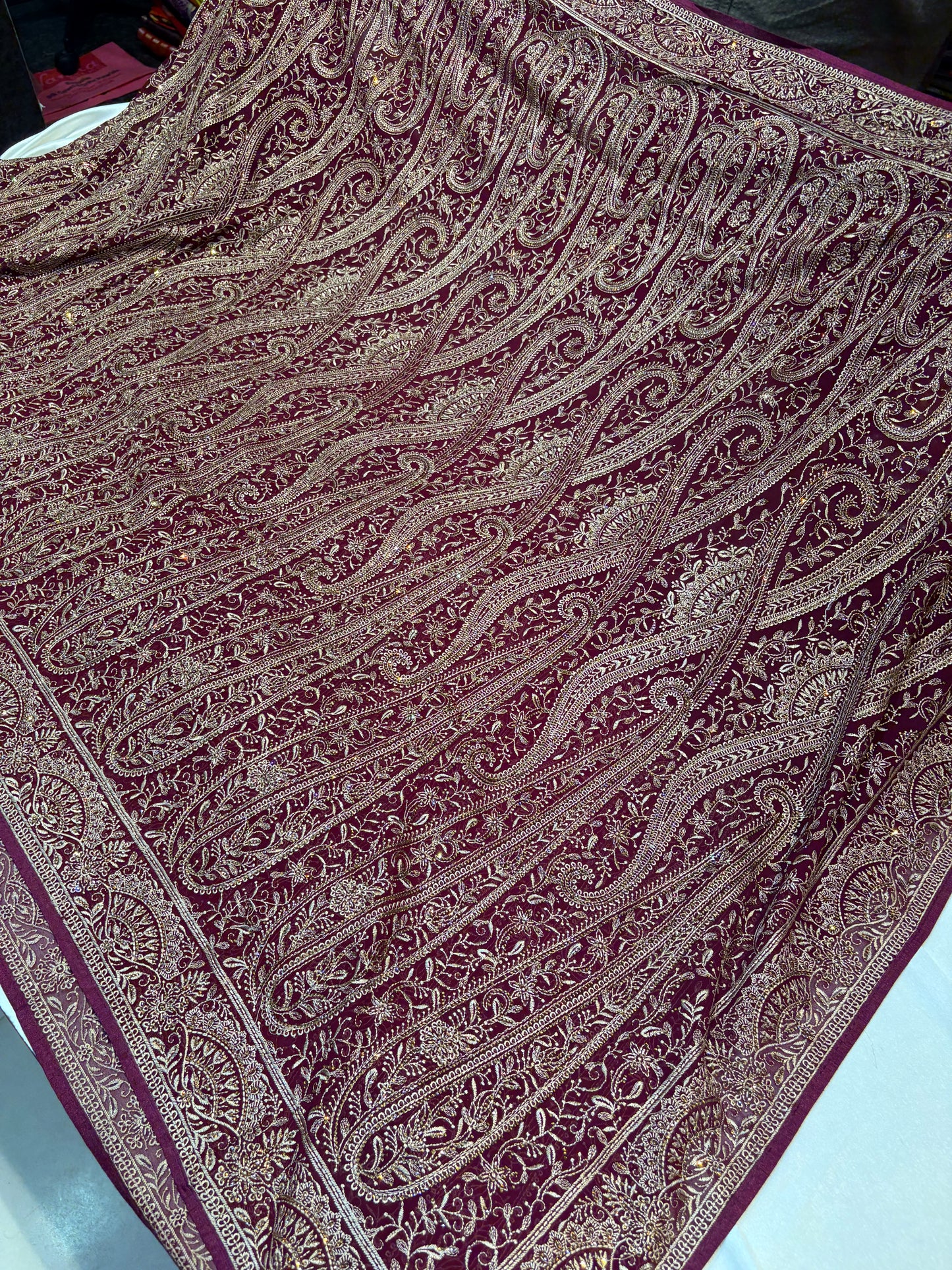 PURE GEORGETTE KASHMIRI TREADWORK SAREE