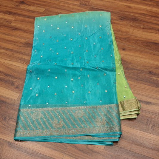 PREMIUM HO CREAPE SILK SAREE WITH MIRROR WORK
