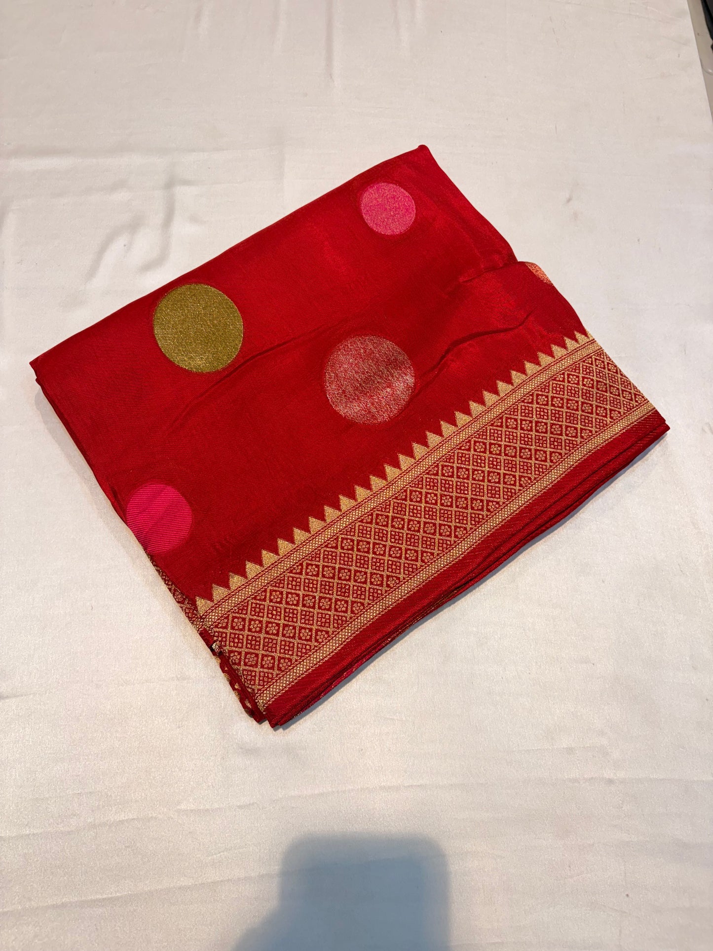 PREMIUM MOUNGA CREAPE SILK WITH POLKA DOTS WEAVING