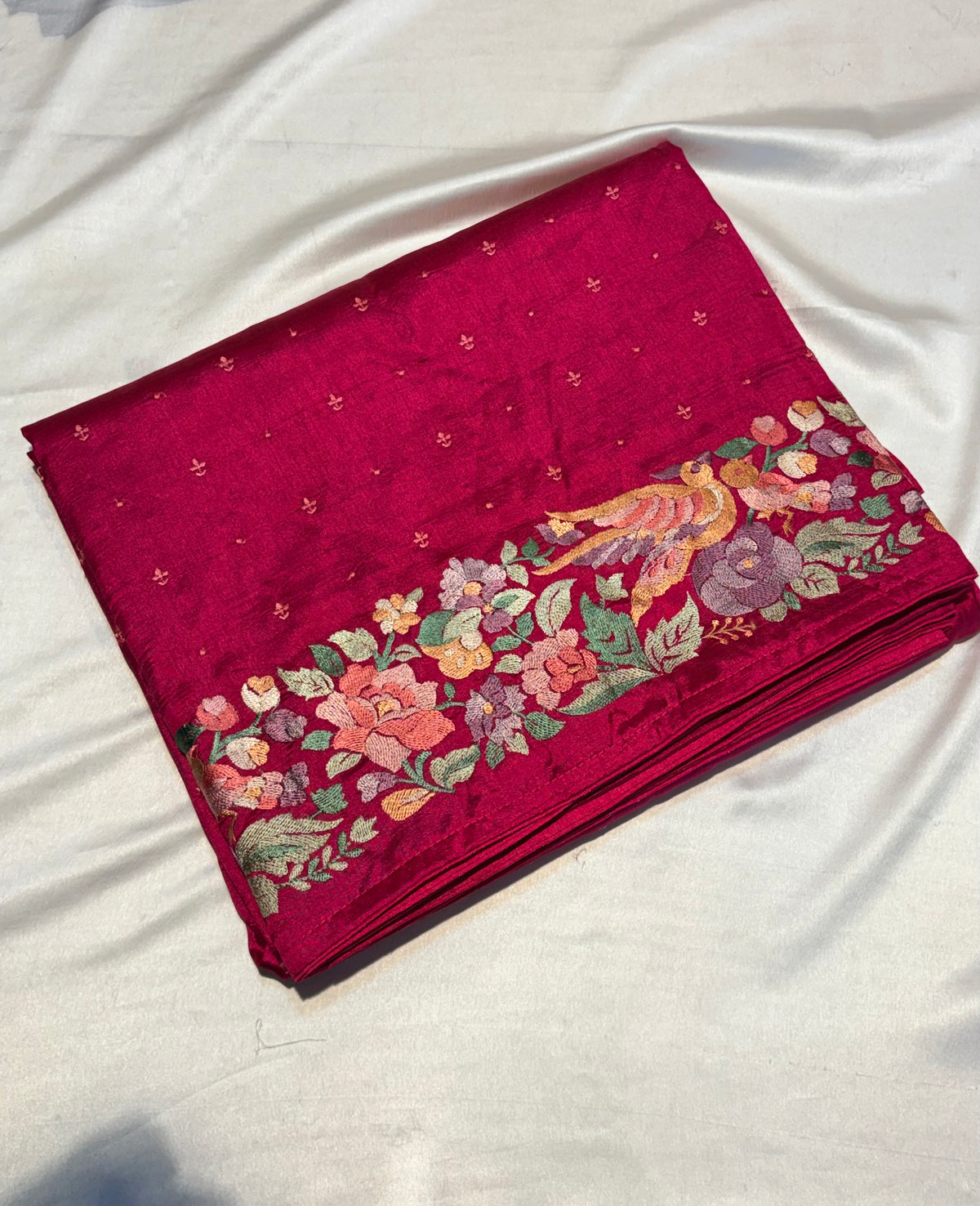 SOFT TUSSUR SILK SAREE WITH EMBROIDER WORK