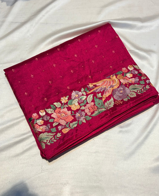 SOFT TUSSUR SILK SAREE WITH EMBROIDER WORK