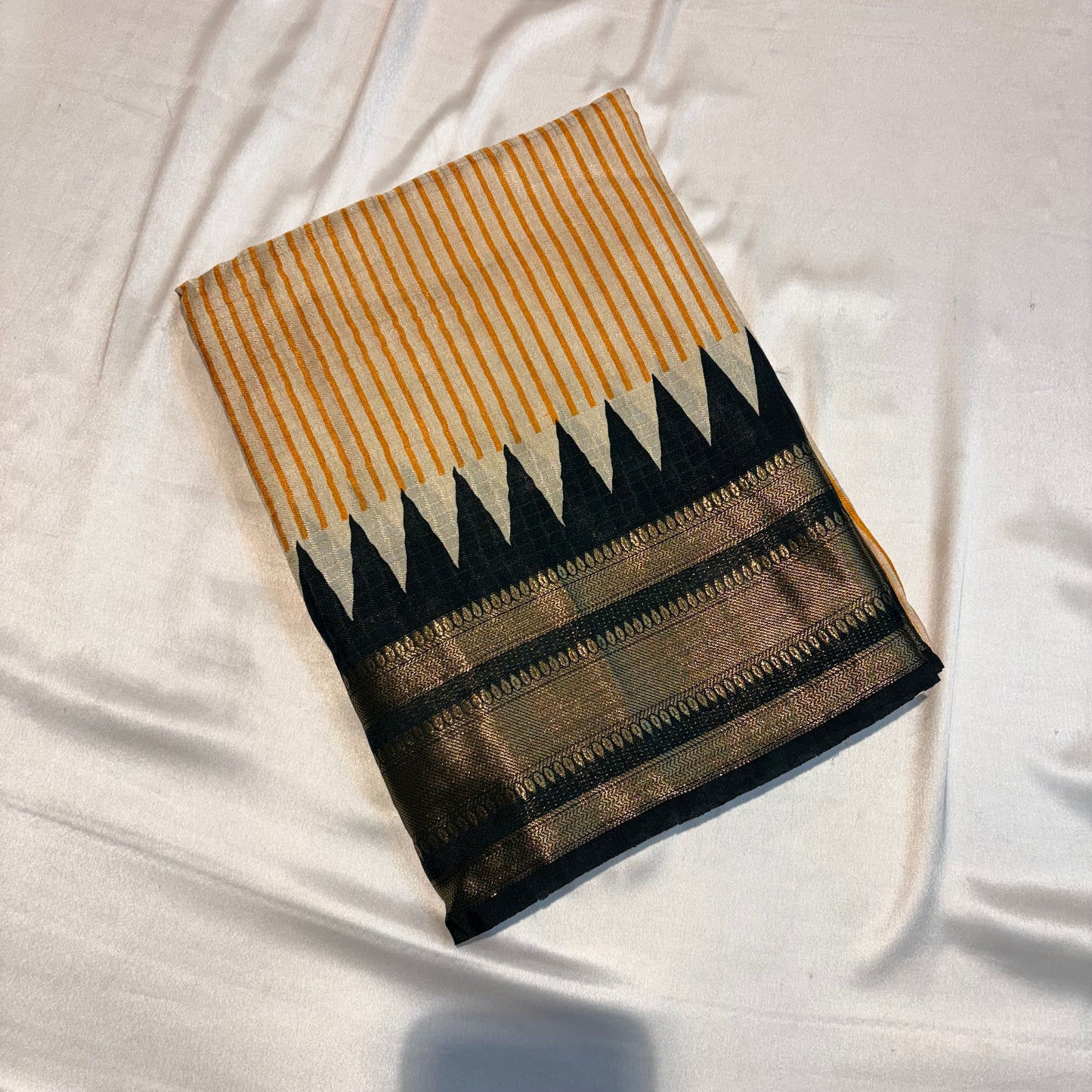 SOFT CHANDERI DOLA SAREES WITH GANGA YAMMUNA BORDER