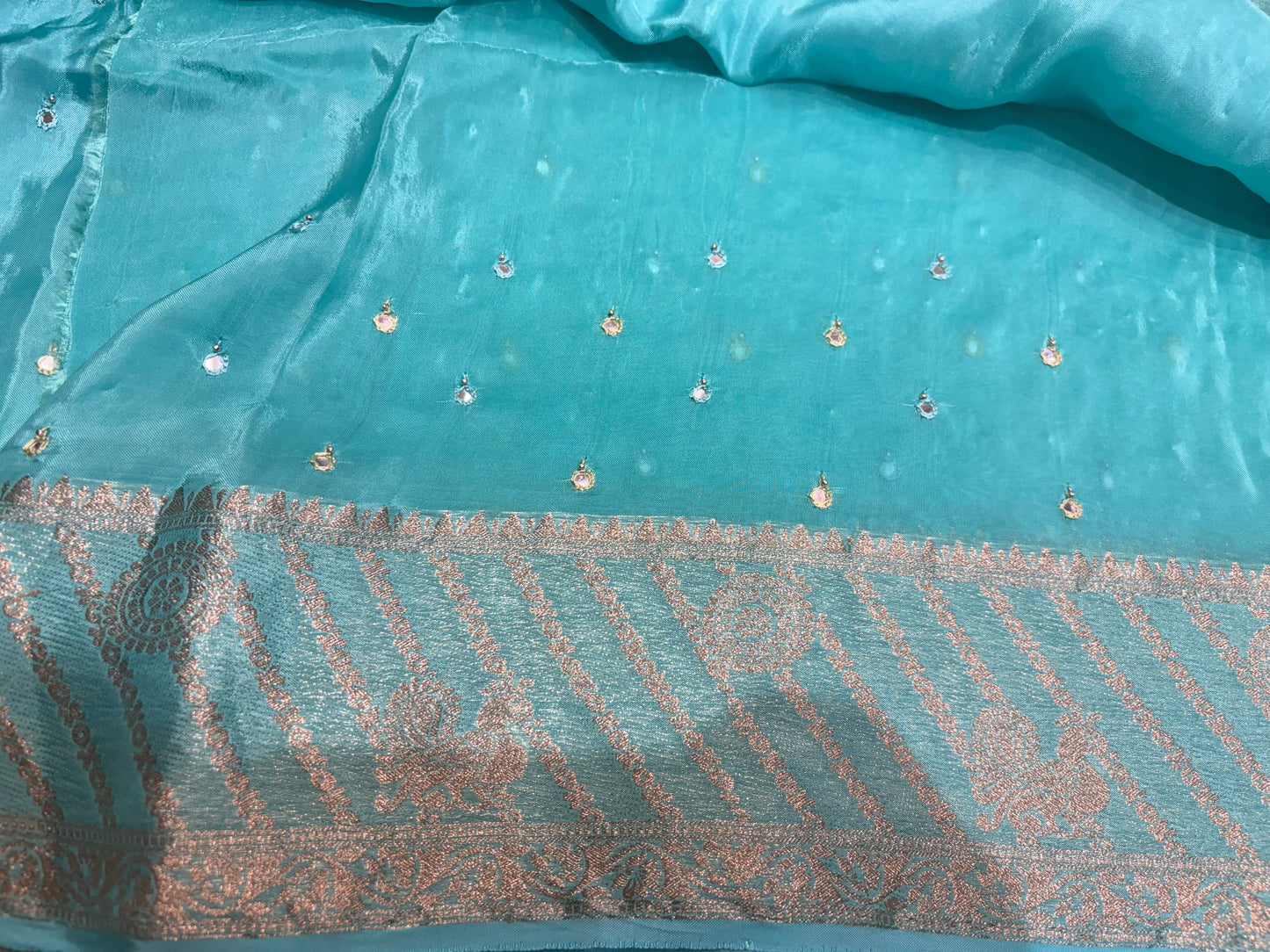 PREMIUM HO CREAPE SILK SAREE WITH MIRROR WORK