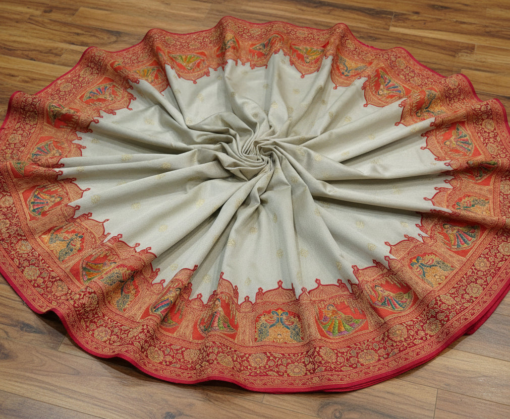 PURE GEORGETTE SAREE WITH PASHMEENA BORDER