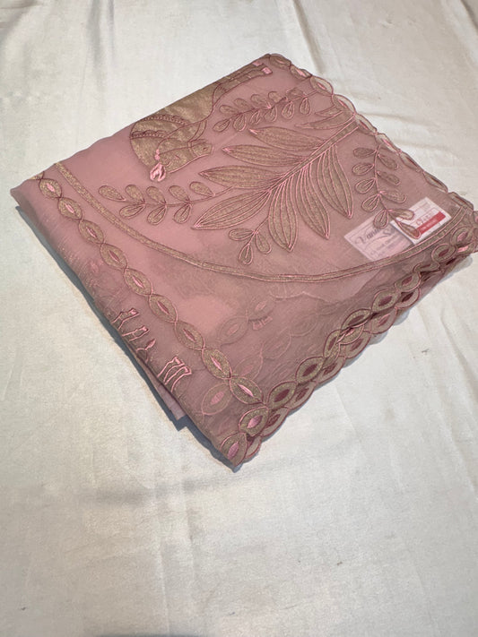 PREMIUM SOFT ORGANZA SAREE WITH APPLIQUE WORK