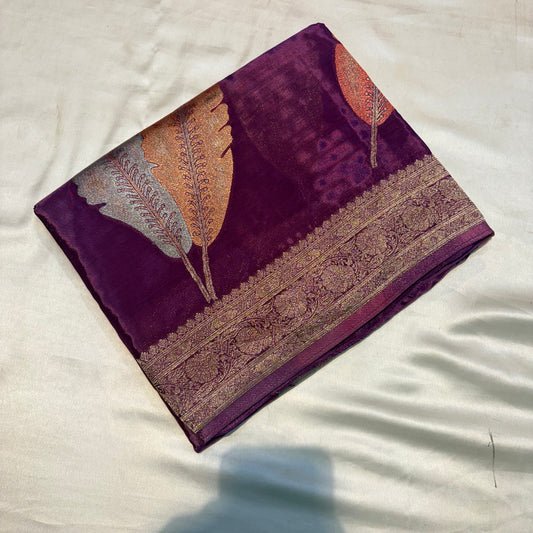 PREMIUM H.O CREAPE SILK SAREES(WINE)