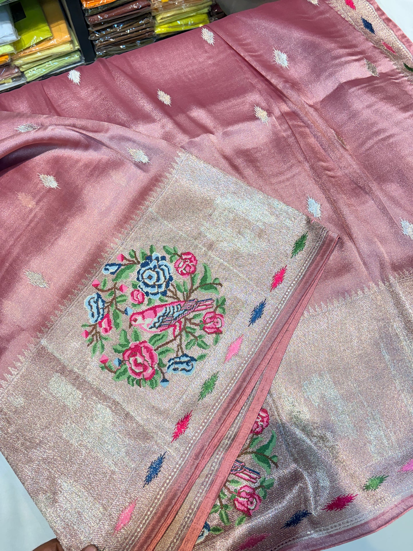 PURE SOFT TISSUE SAREE WITH EMBROIDERRY WORK