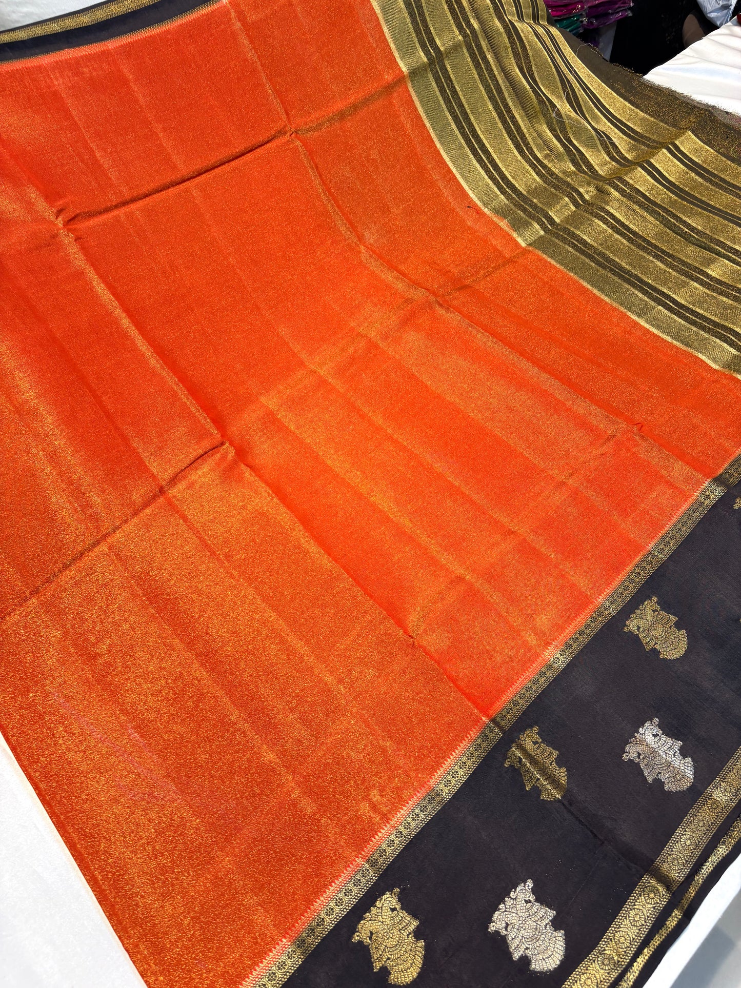 Premium Soft Tissue Georgette Saree with Gandaberunda Border