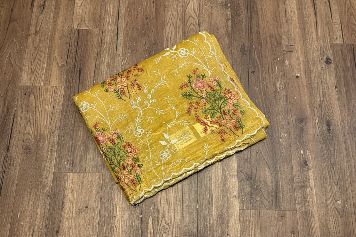Soft fancy sarees with embroidery work