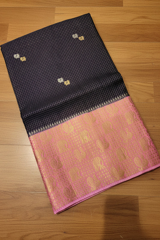 PREMIUM CHECKS VISCOSE SILK SAREE