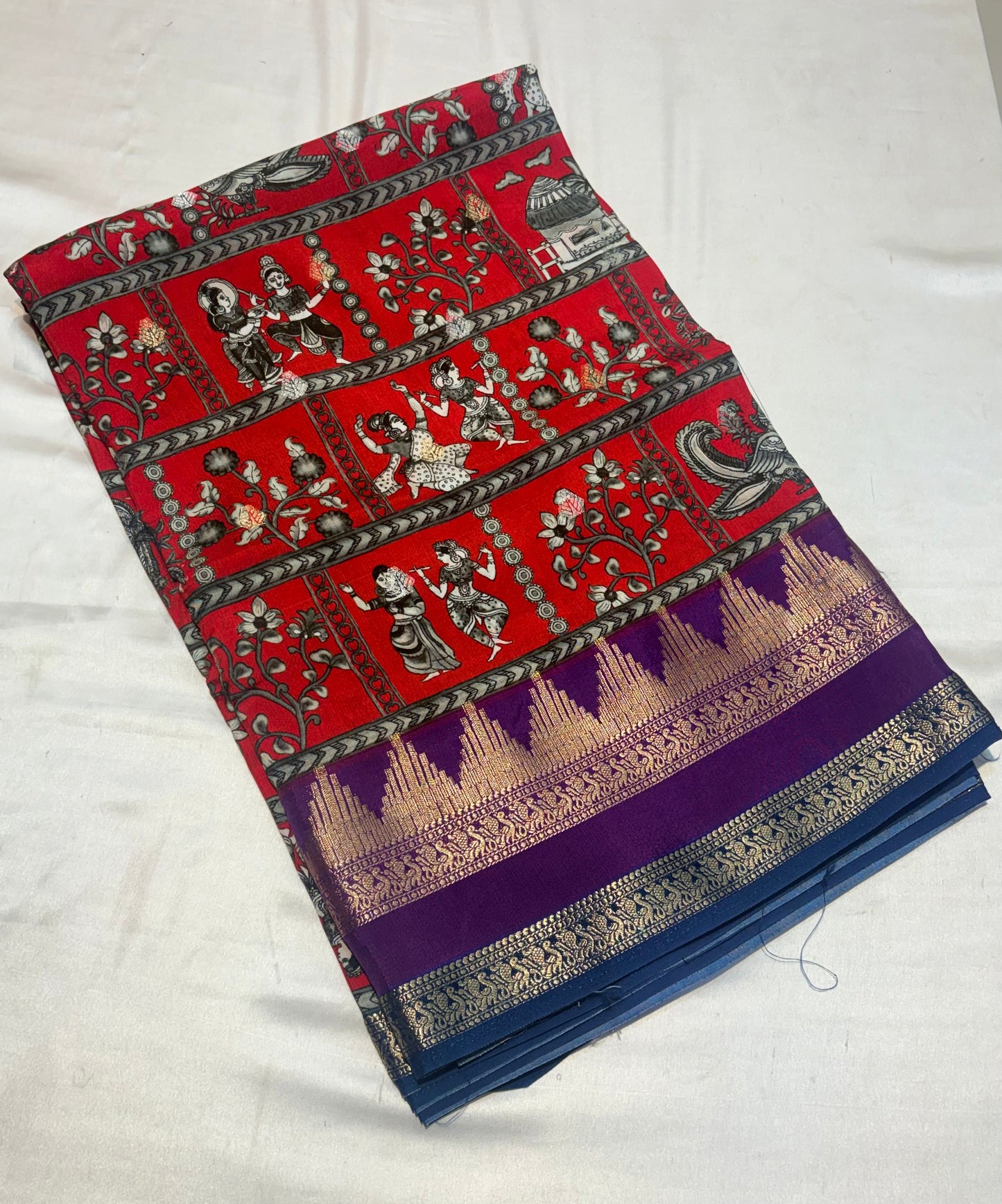 PREMIUM KALAMKARI MOUNGA CREAPE SAREE