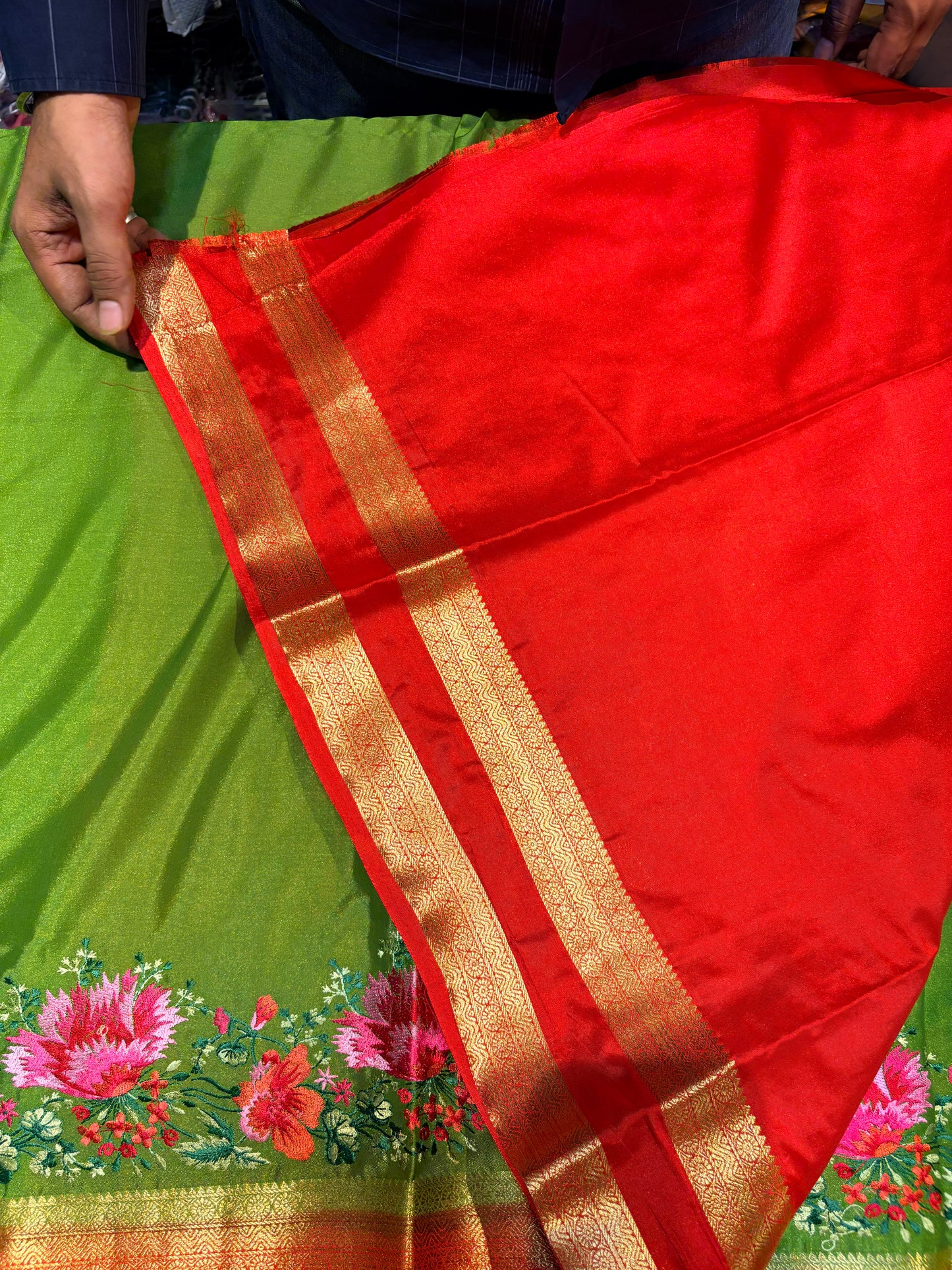 SEMI MYSORE SILK SAREE WITH EMBROIDERY SAREE