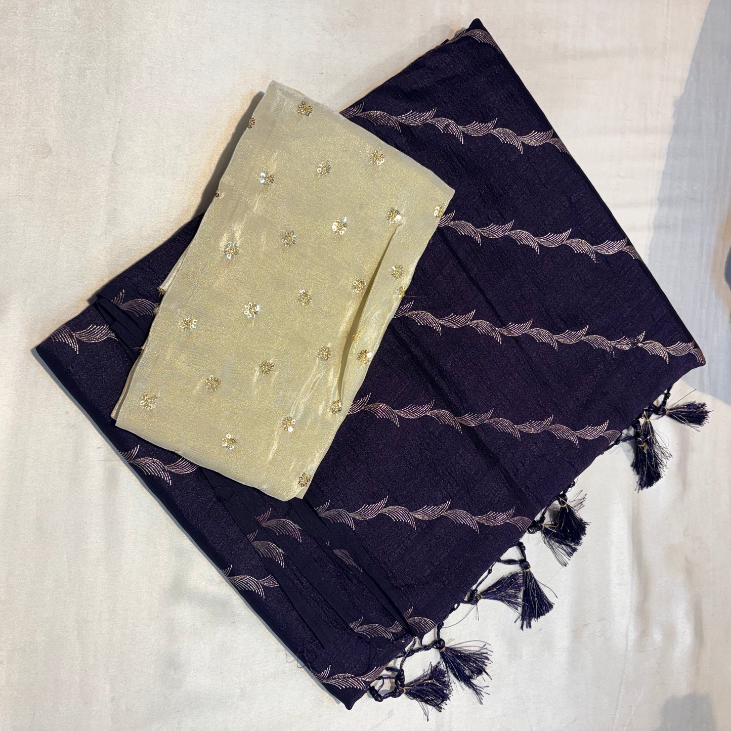 SOFT FANCY SAREE WITH WORK BLOUSE