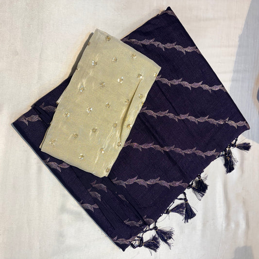 SOFT FANCY SAREE WITH WORK BLOUSE