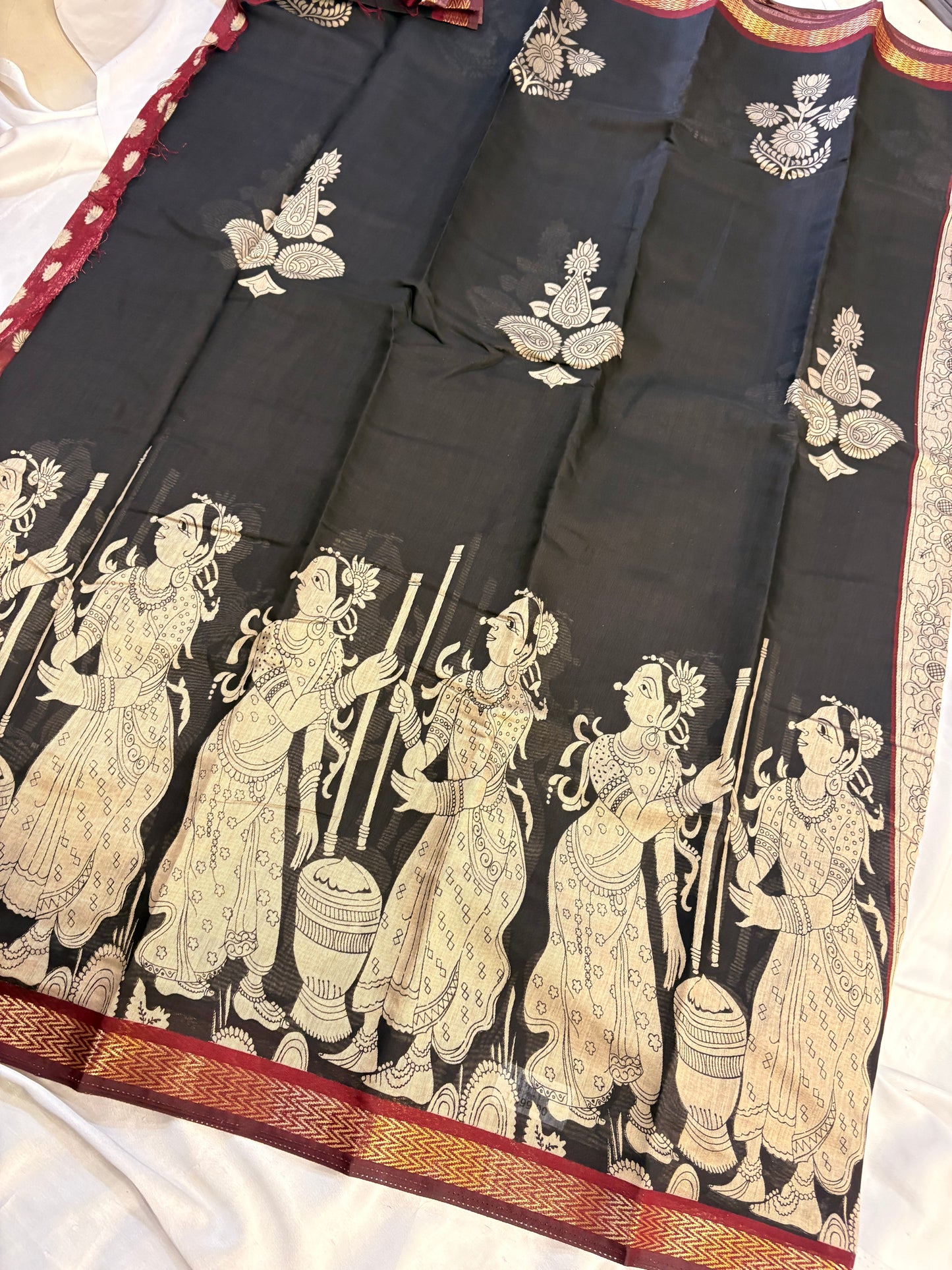 SOFT COTTON SAREE WITH KALAMKARI PRINT