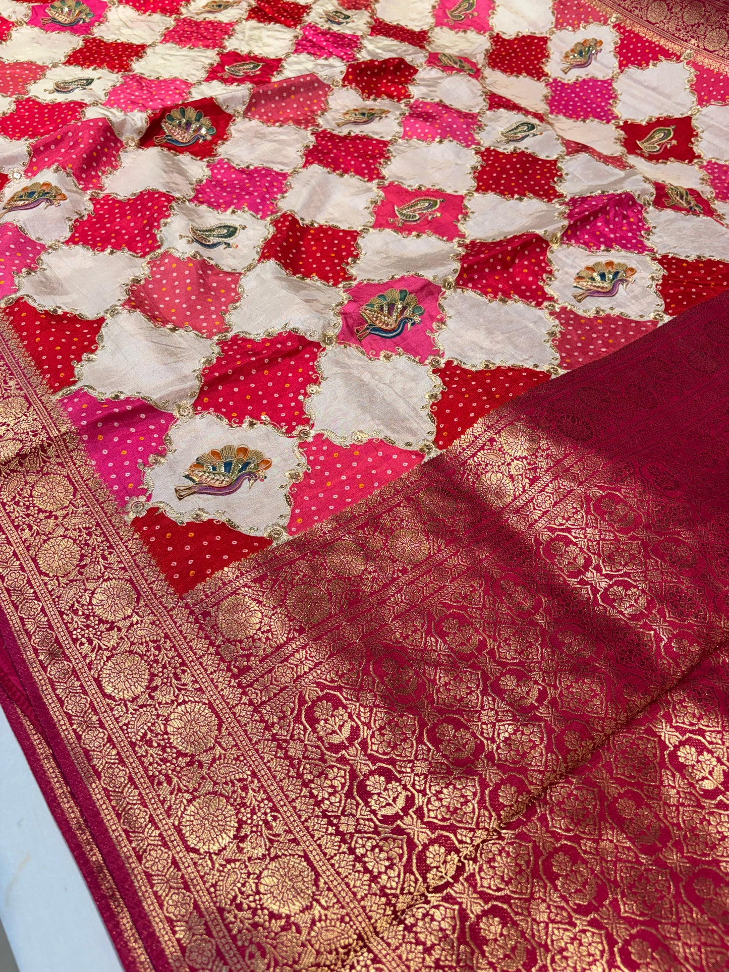 PURE PASHMEENA SILK SAREE WITH WORK
