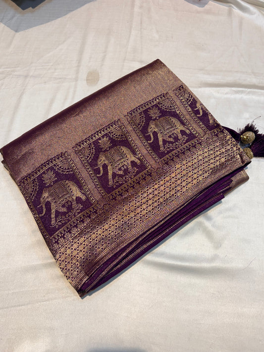 PREMIUM SOFT BROCADE MOUNGA SILK SAREE